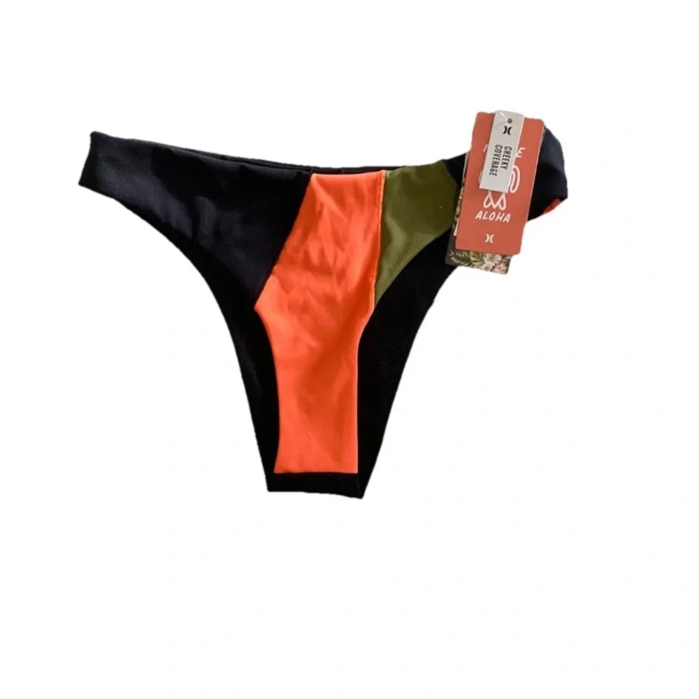 Hurley Bikini Set Women’s XS/S Orange Black Cheeky Coverage 2 Piece Swimsuit